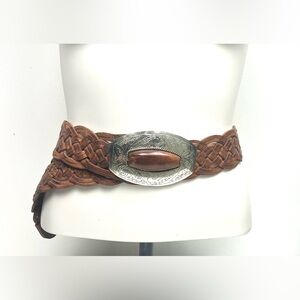 Vintage Braided Leather Moroccan Chunky Western Boho Statement Belt